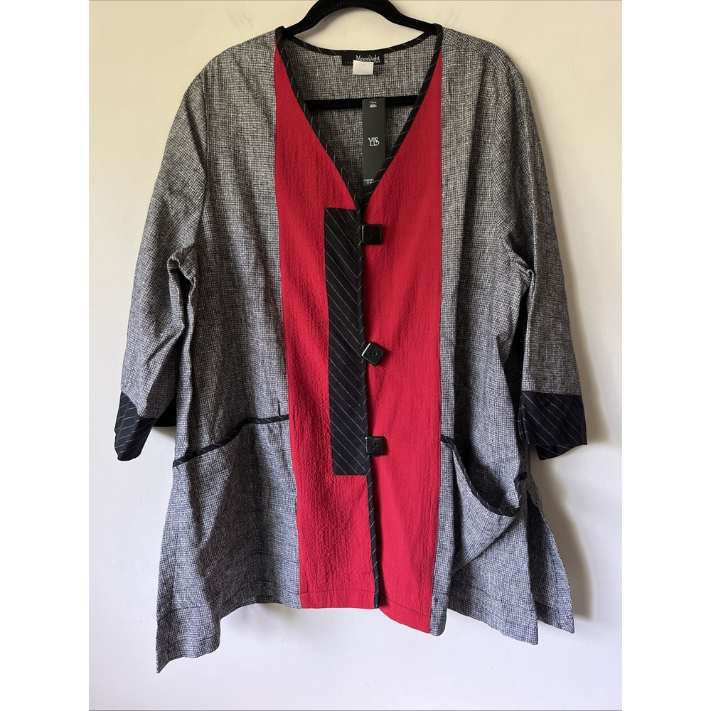 Moonlight Y & S Fashion Size XL Tunic Topper Shirt Jacket NWT Linen Art to Wear